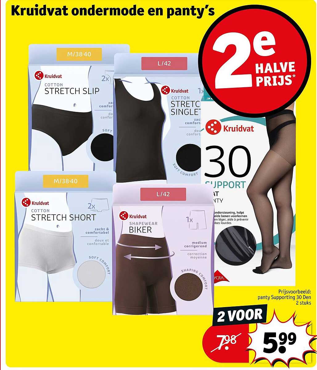 Kruidvat ondermode en panty’s 2e halve prijs