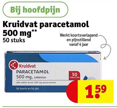 Kruidvat paracetamol 500 mg** 50 stuks