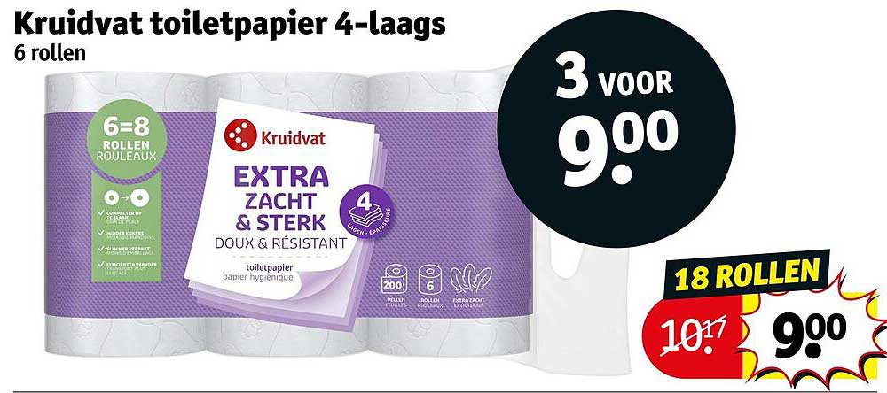 Kruidvat toiletpapier 4-laags 6 rollen