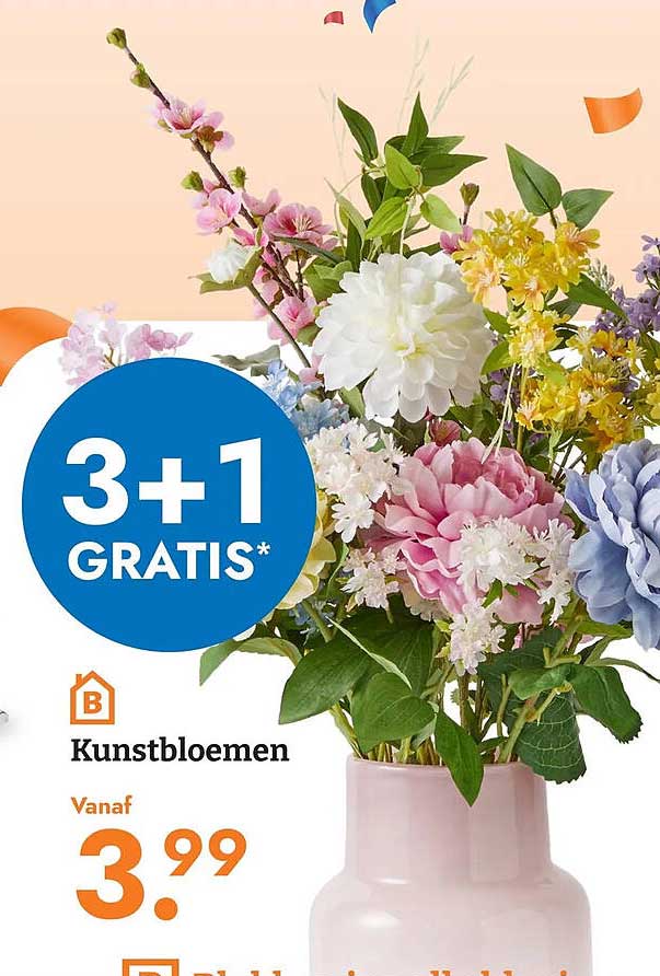 Kunstbloemen 3+1 GRATIS*