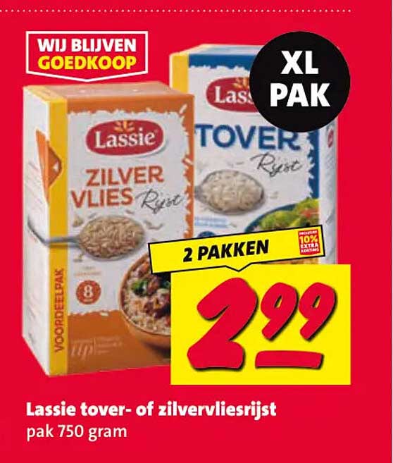 Lassie tover- of zilvervliesrijst pak 750 gram XL PAK 2 PACKEN