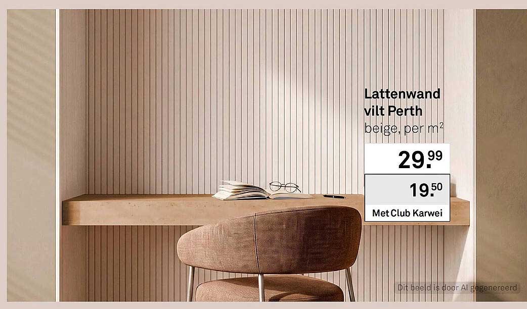 Lattenwand vilt Perth beige, per m²