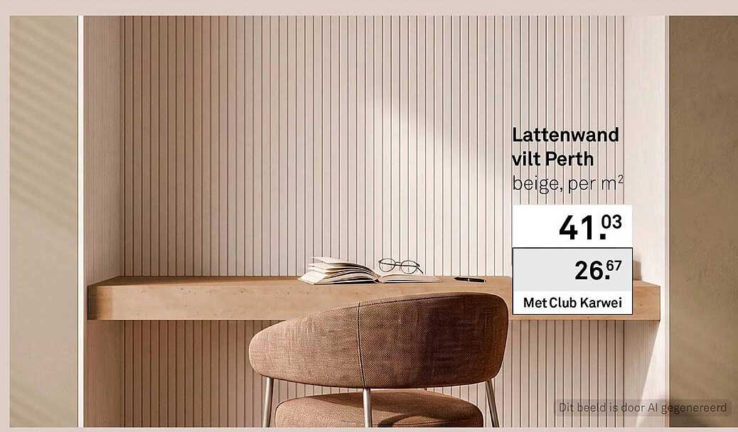 Lattenwand vilt Perth beige, per m²