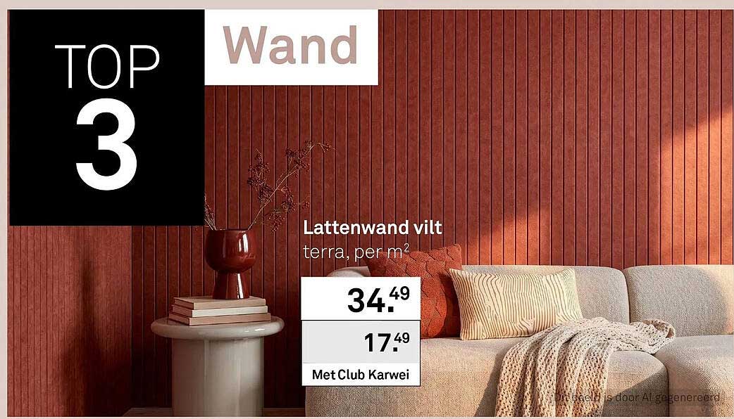 Lattenwand vilt terra, per m²