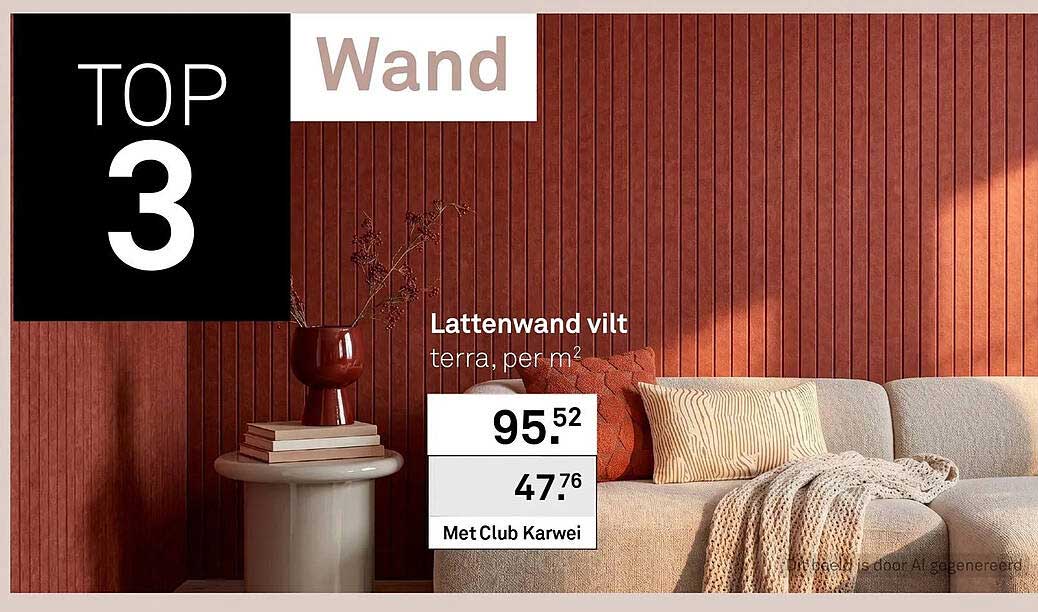 Lattenwand vilt terra, per m²