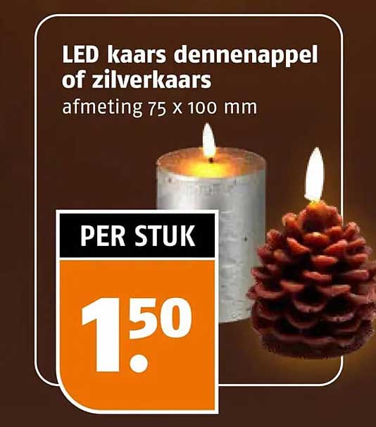 LED kaars dennenappel of zilverkaars
