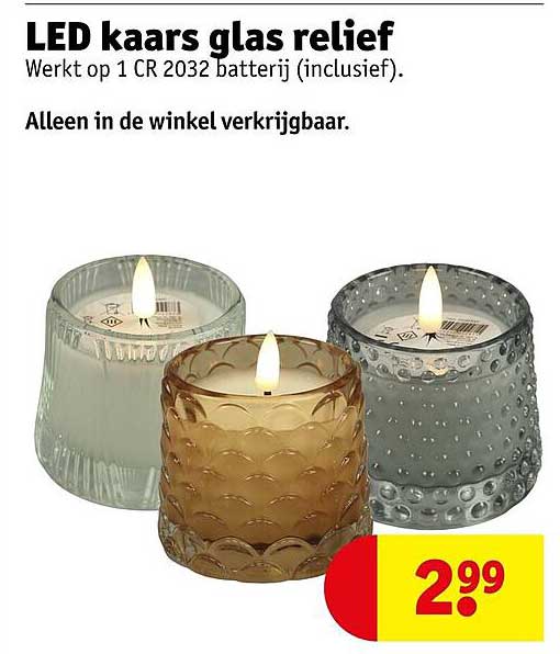 LED kaars glas reliëf