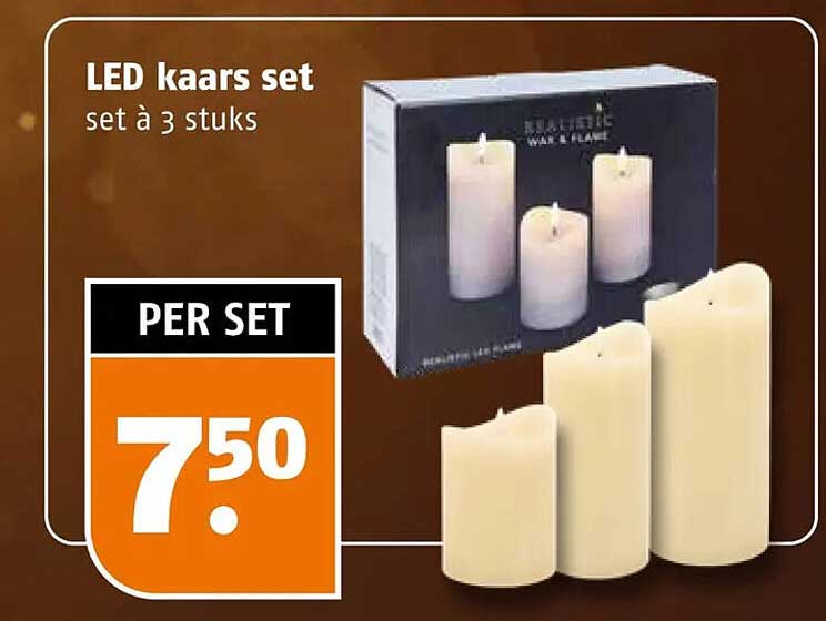 LED kaars set set à 3 stuks