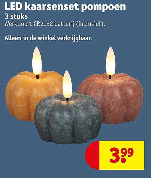 LED kaarsenset pompoen 3 stuks