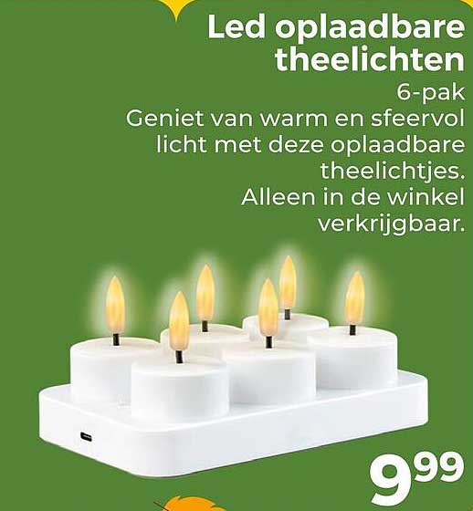 Led oplaadbare theelichten 6-pak