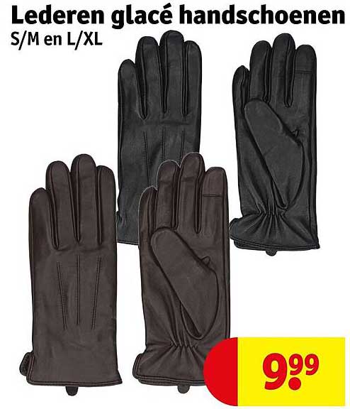 Lederen alacé handschoenen S/M en L/XL