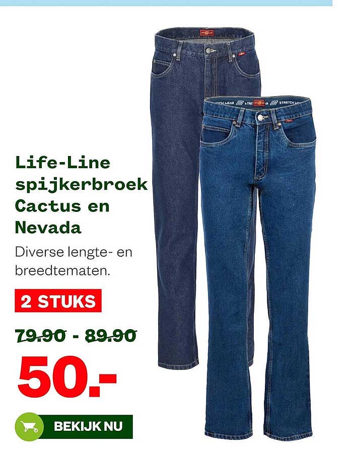 Life-Line spijkerbroek Cactus en Nevada 2 STUKS