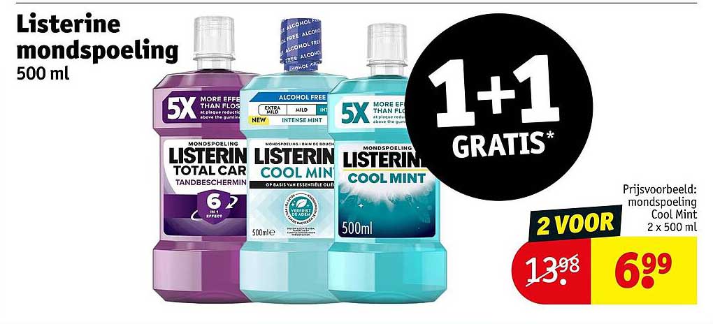 Listerine mondspoeling 500 ml 1+1 gratis