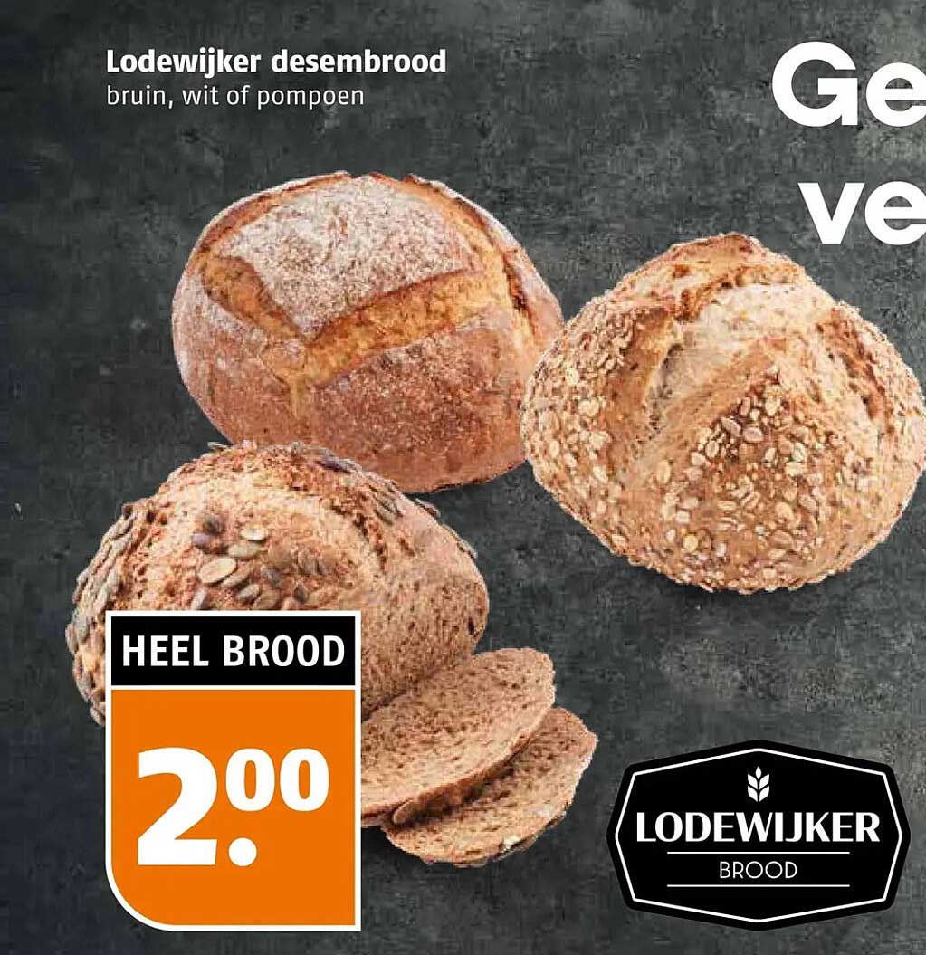 Lodewijker desembrood bruin, wit of pompoen HEEL BROOD