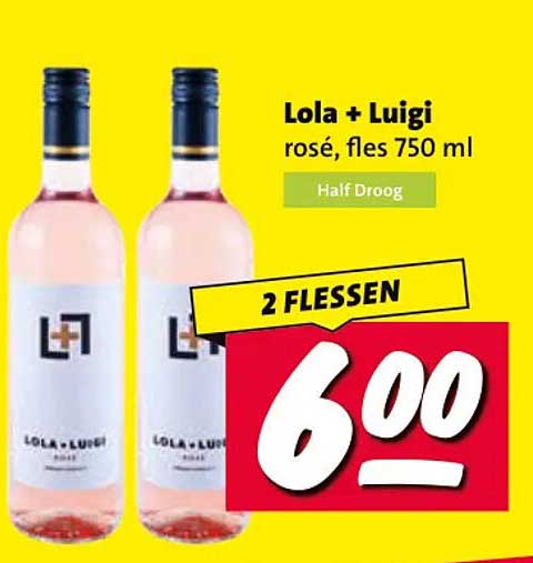 Lola + Luigi rosé, fles 750 ml Half Droog 2 FLESSEN