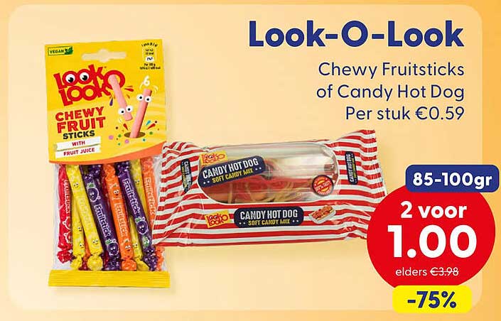 Look-O-Look Chewy Fruitsticks of Candy Hot Dog