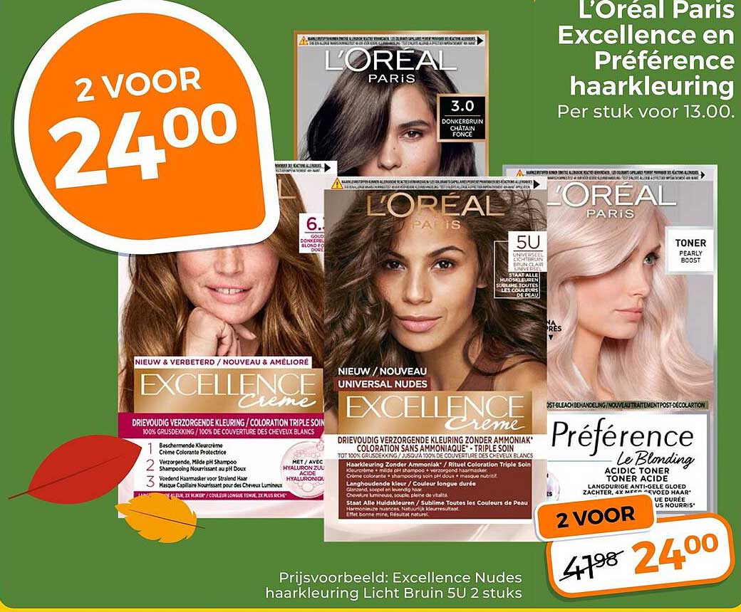 L'Oréal Paris Excellence en Préference haarkleuring 2 voor 24.00