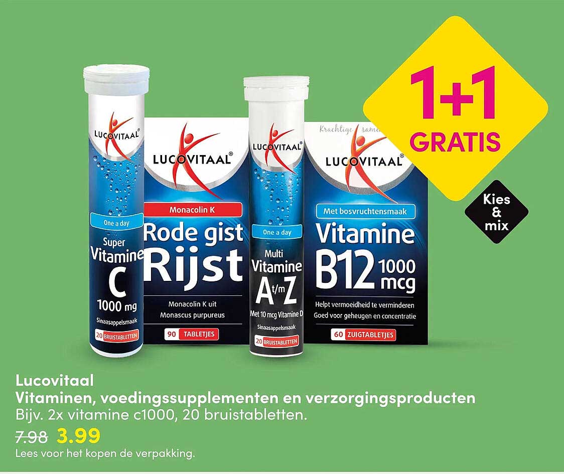 Lucovitaal Vitaminen, voedingssupplementen en verzorgingsproducten 1+1 GRATIS