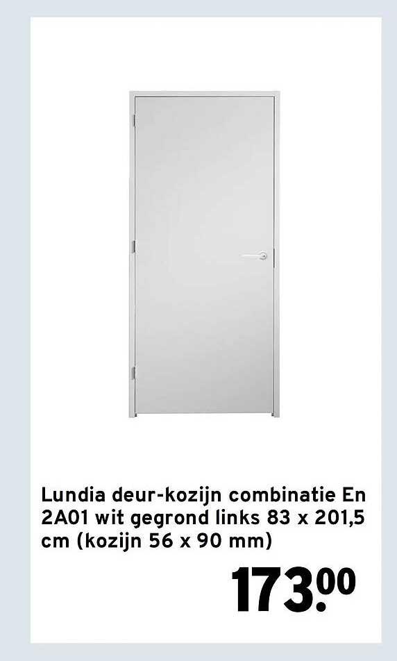 Lundia deur-kozijn combinatie En 2A01 wit gegrond links 83 x 201,5 cm (kozijn 56 x 90 mm)