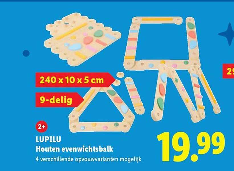 LUPILU Houten evenwichtsbalk