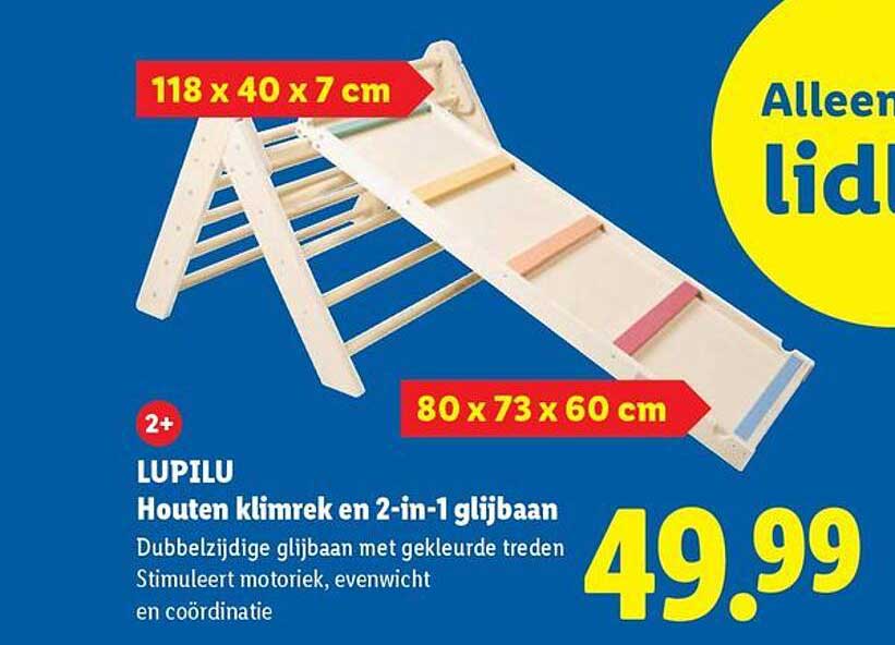 LUPILU Houten klimrek en 2-in-1 glijbaan