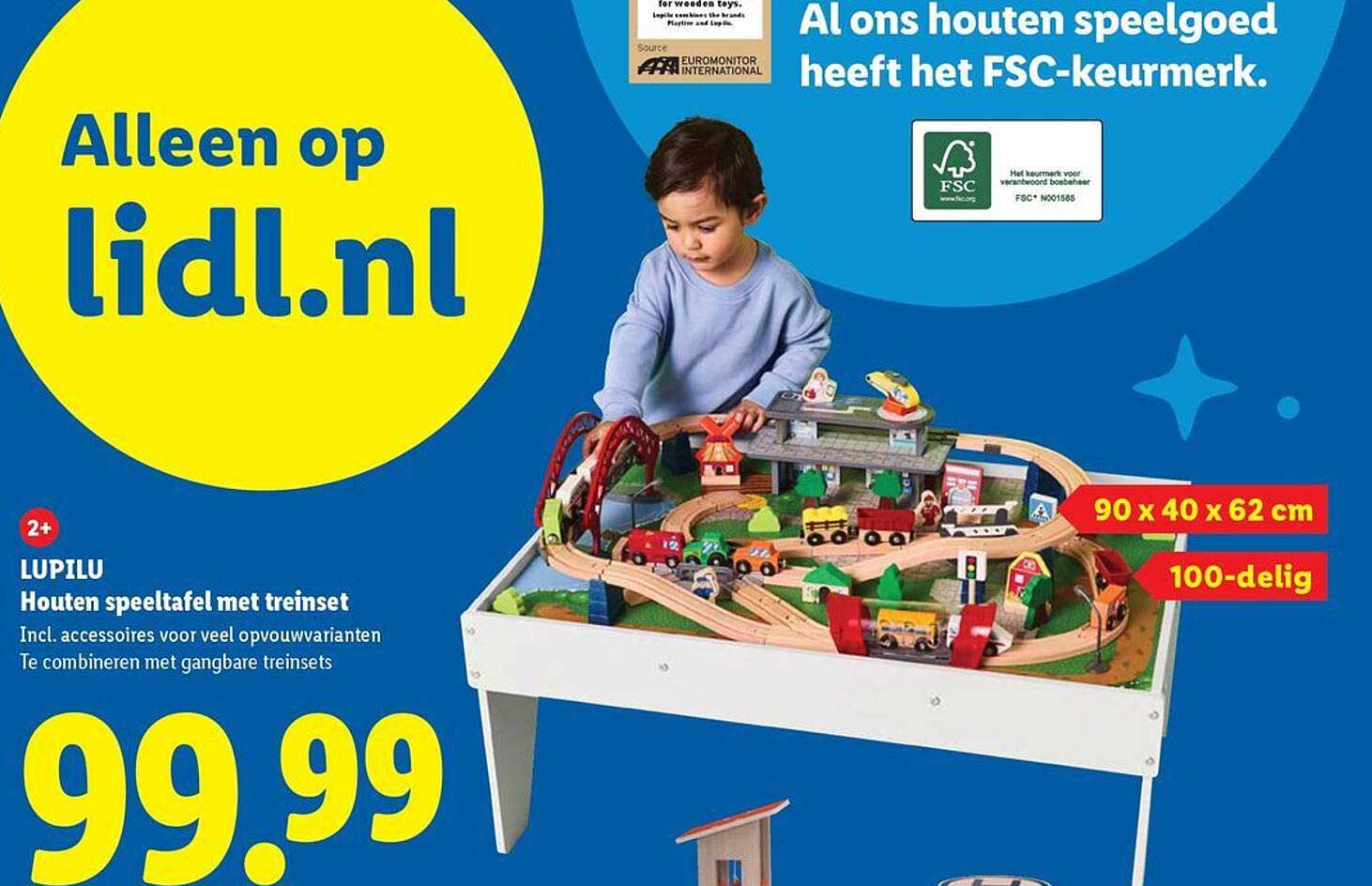 LUPILU Houten speeltafel met treinset