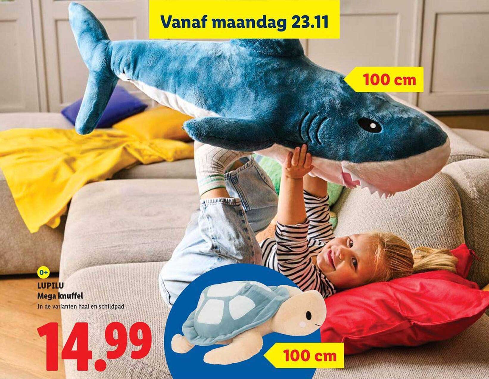 LUPILU Mega knuffel In de varianten haai en schildpad