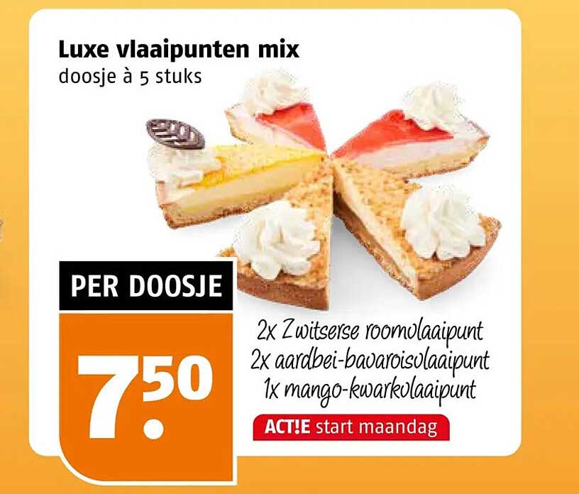 Luxe vlaaipunten mix doosje à 5 stuks ACTIE start maandag