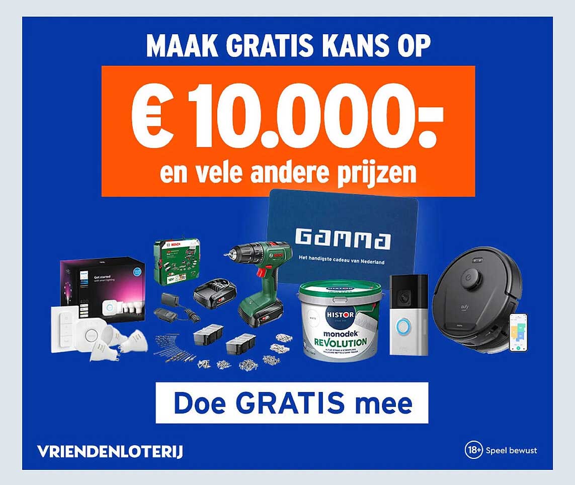 MAAK GRATIS KANS OP € 10.000,- en vele andere prijzen