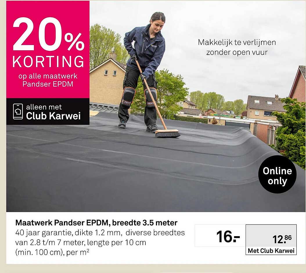 Maatwerk Pandser EPDM, breedte 3.5 meter