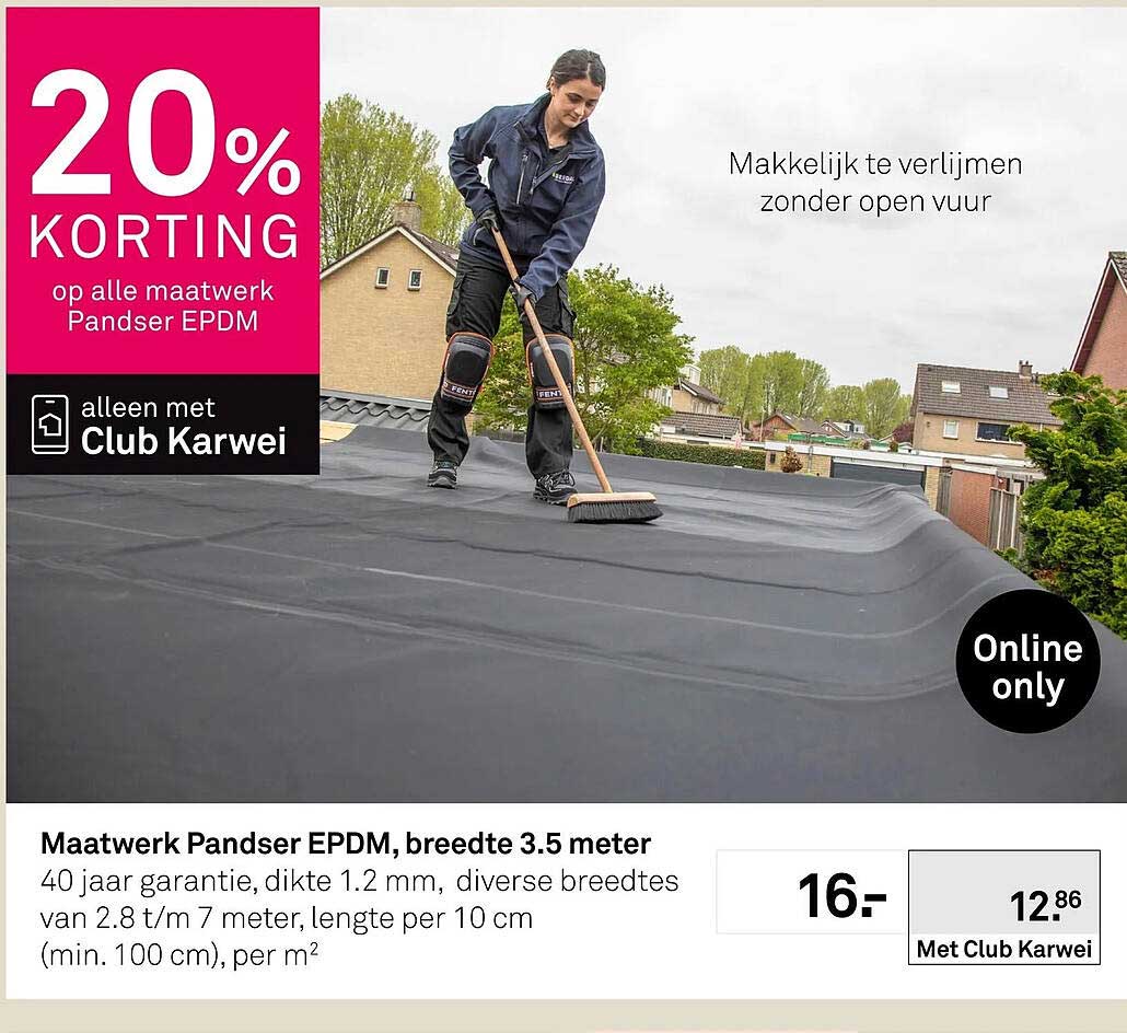 Maatwerk Pandser EPDM, breedte 3.5 meter