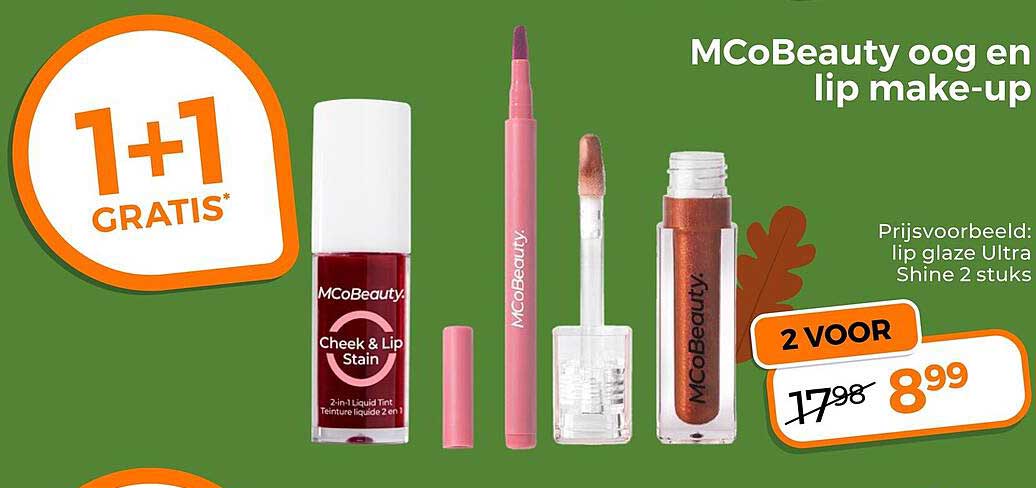 MCoBeauty oog en lip make-up 1+1 gratis