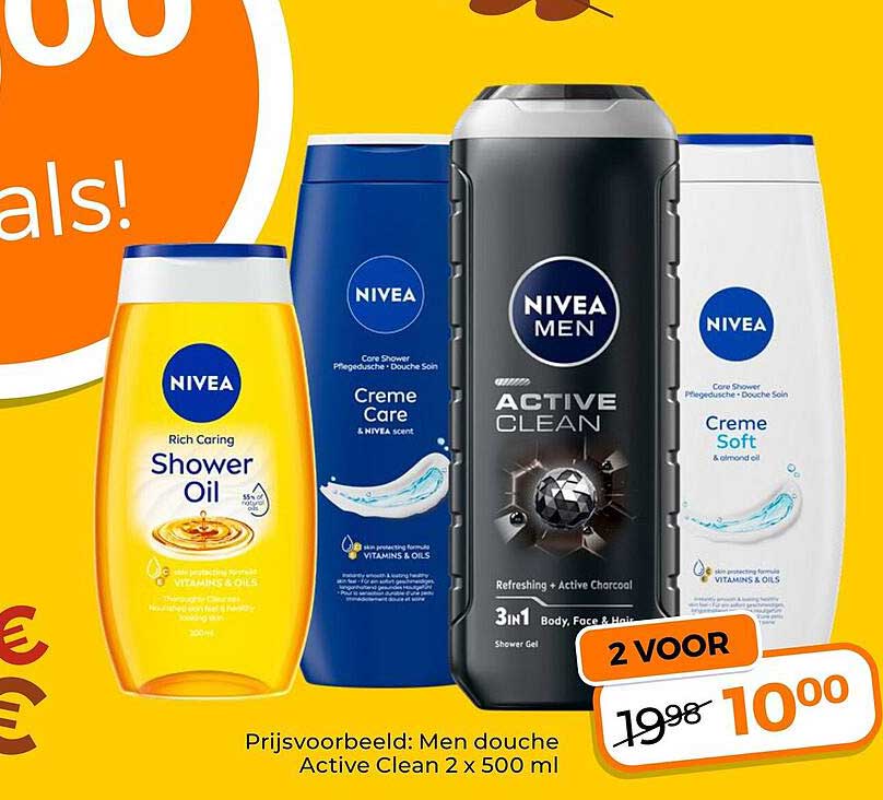 Men douche Active Clean 2 x 500 ml 2 voor