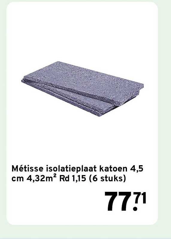 Métisse isolatieplaat katoen 4,5 cm 4,32m² Rd 1,15 (6 stuks)