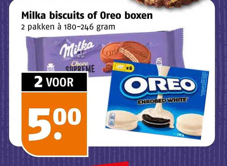 Milka biscuits of Oreo boxen 2 pakken à 180–246 gram