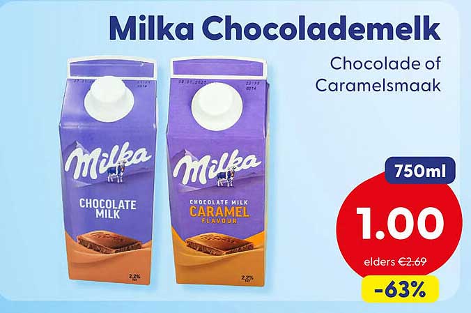 Milka Chocolademelk Chocolade of Caramelsmaak 750ml