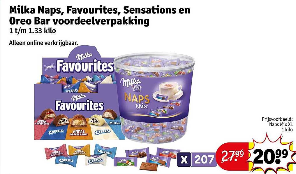 Milka Naps, Favourites, Sensations en Oreo Bar voordeelverpakking