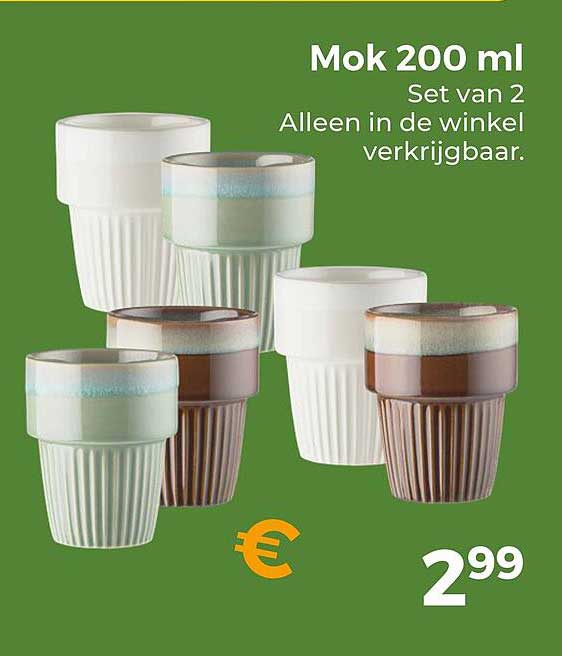 Mok 200 ml Set van 2 Alleen in de winkel verkrijgbaar.