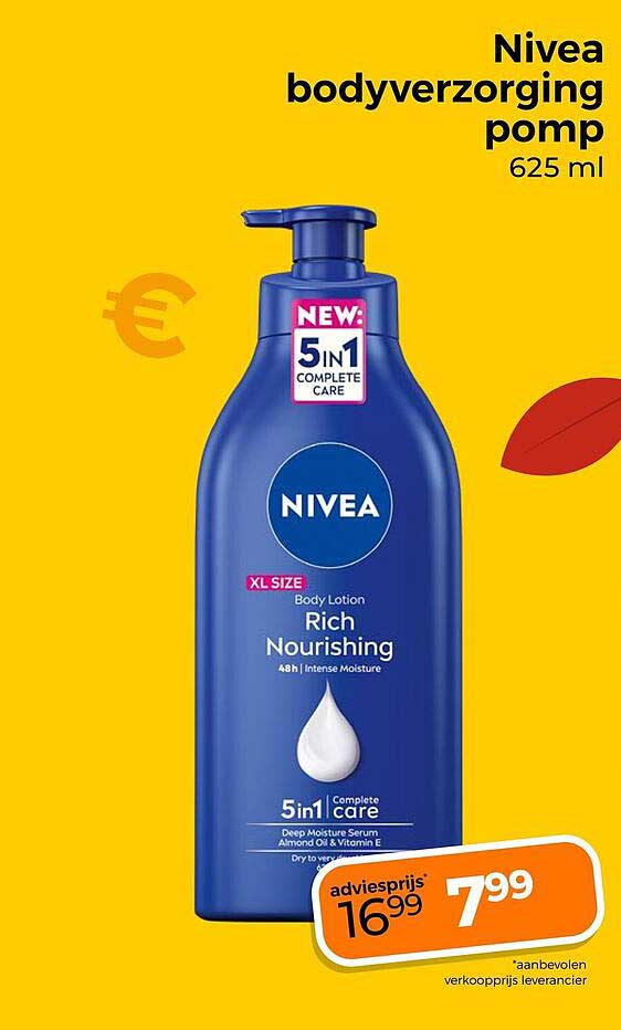 Nivea bodyverzorging pomp 625 ml