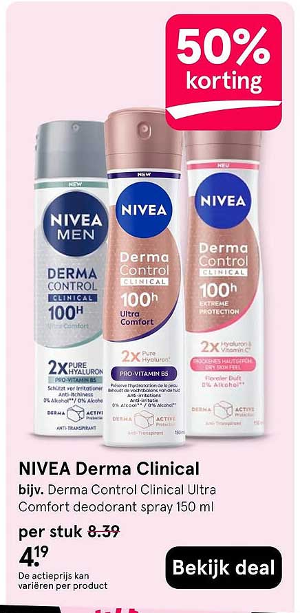 NIVEA Derma Clinical - per stuk 50% korting