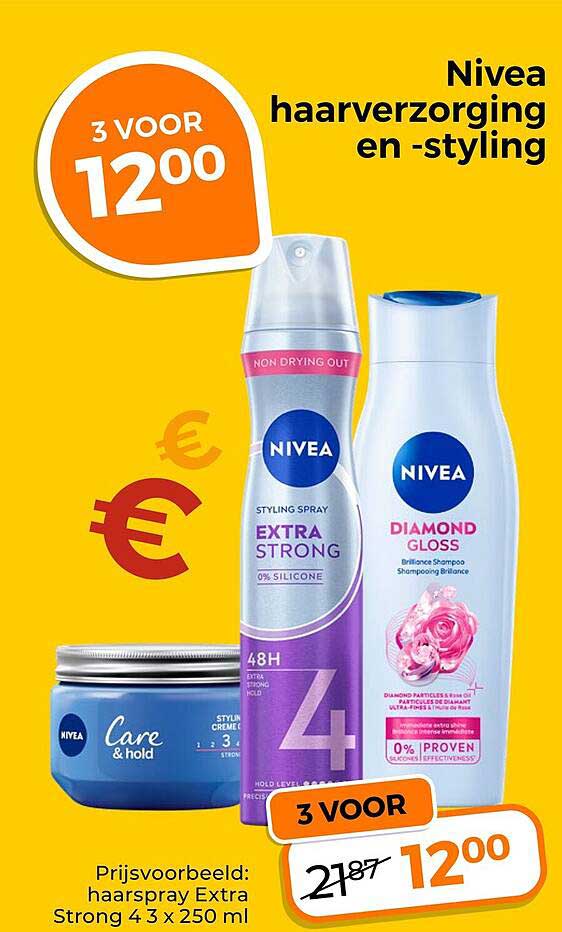Nivea haarverzorging en -styling 3 VOOR 12,00