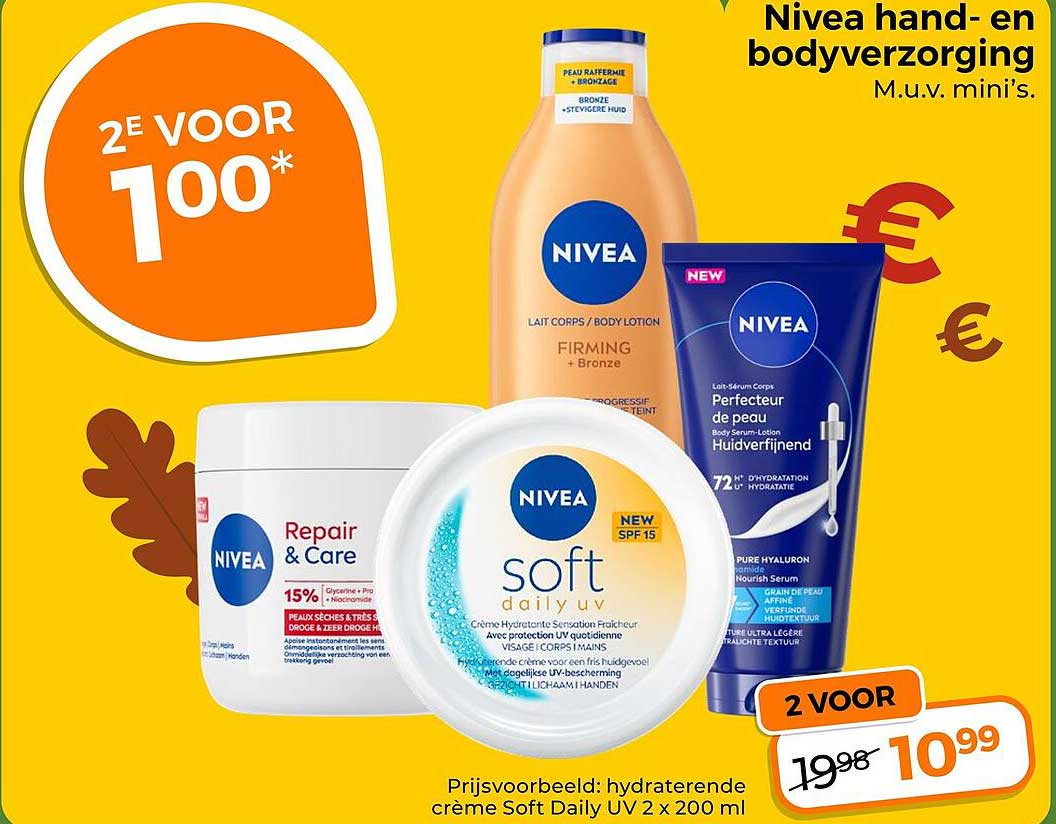 Nivea hand- en bodyverzorging M.u.v. mini's. 2e voor 100*