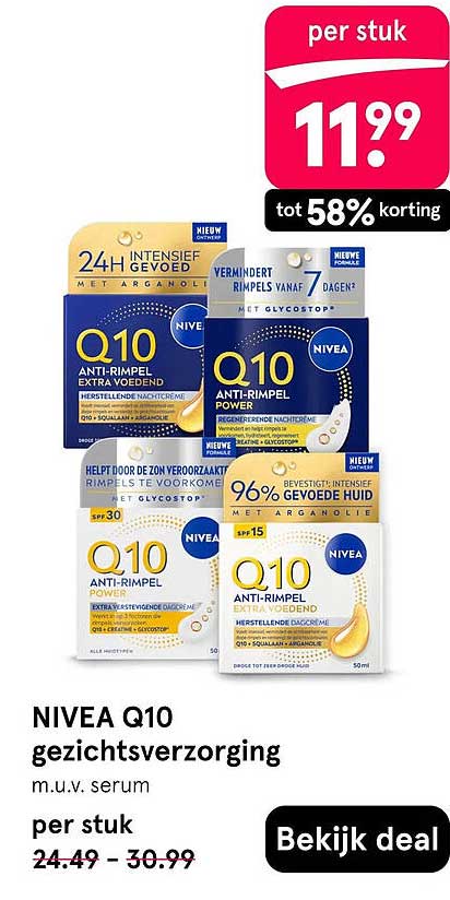 NIVEA Q10 gezichtsverzorging m.u.v. serum per stuk
