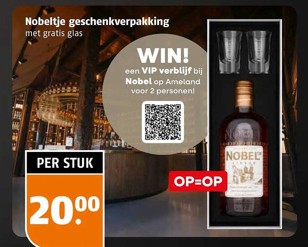 Nobeltje geschenkverpakking met gratis glas OP=OP