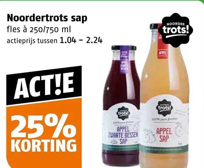 Noordertrots sap fles à 250/750 ml 25% korting