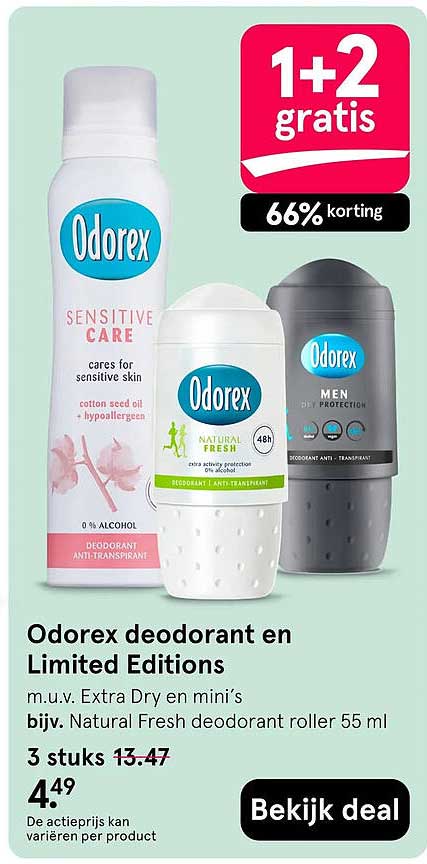 Odorex deodorant en Limited Editions 1+2 gratis