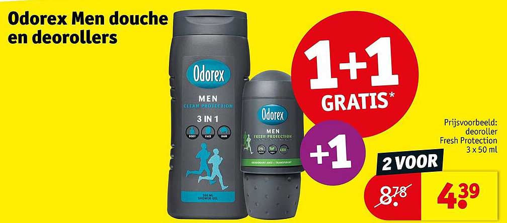 Odorex Men douche en deorollers 1+1 GRATIS*