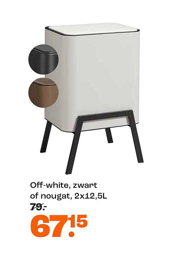 Off-white, zwart of nougat, 2x12,5L
