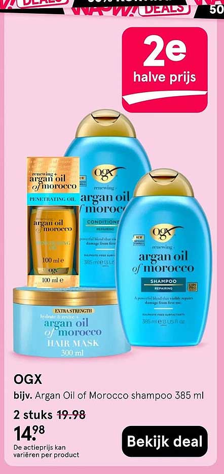 OGX bijz. Argan Oil of Morocco shampoo 385 ml 2e halve prijs