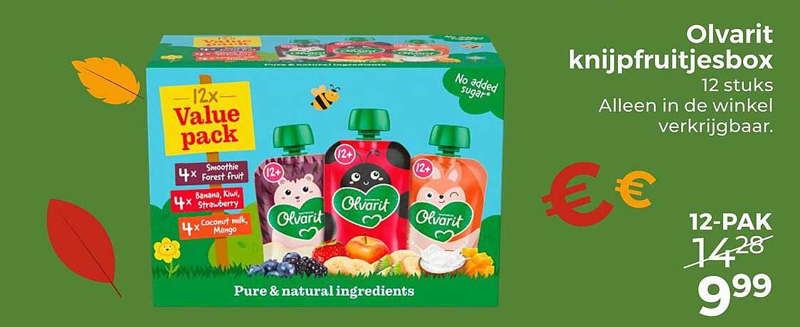 Olvarit knijpfruitjesbox 12 stuks
